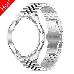 Band+Case for Samsung Galaxy Watch 6 5 4 44mm 40mm Classic 46mm 42mm Stainless Steel Bracelet Galaxy Watch 5 Pro 41 45mm Strap