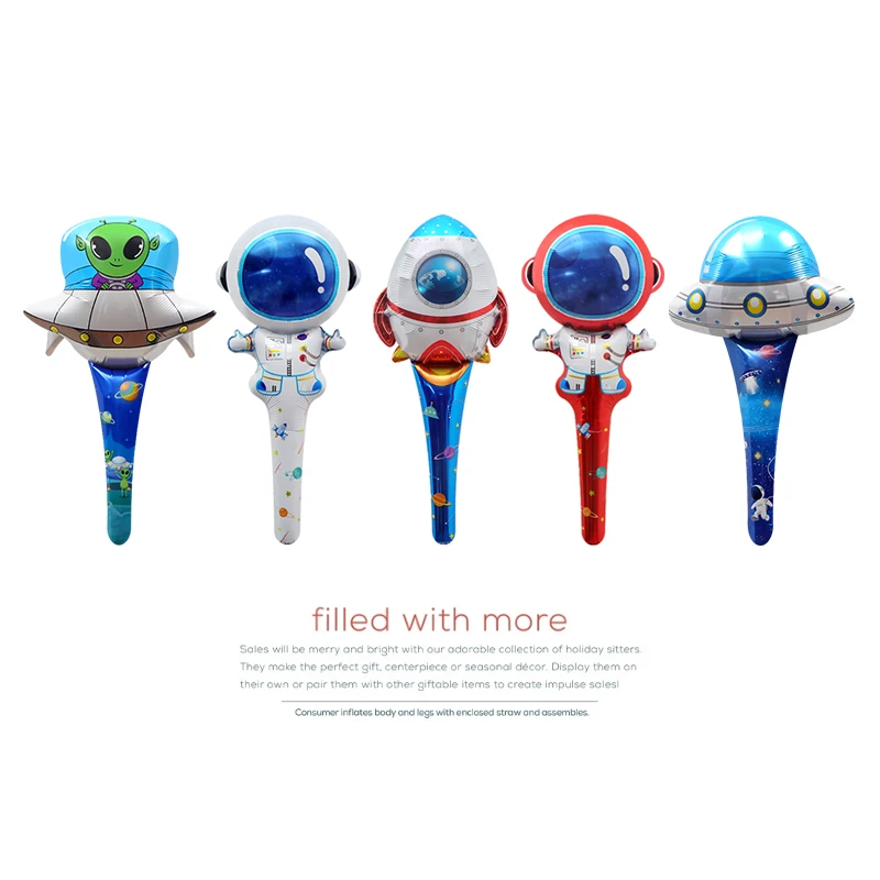 (1Pc) Shopping Mall Promotion Event Gifts, Toys, Props, Balloons, Birthday Figurines, Gift Balloons, Alien Astronauts, Spaceship Long Strips, Hand-Held Aluminum Film Cute Balloons