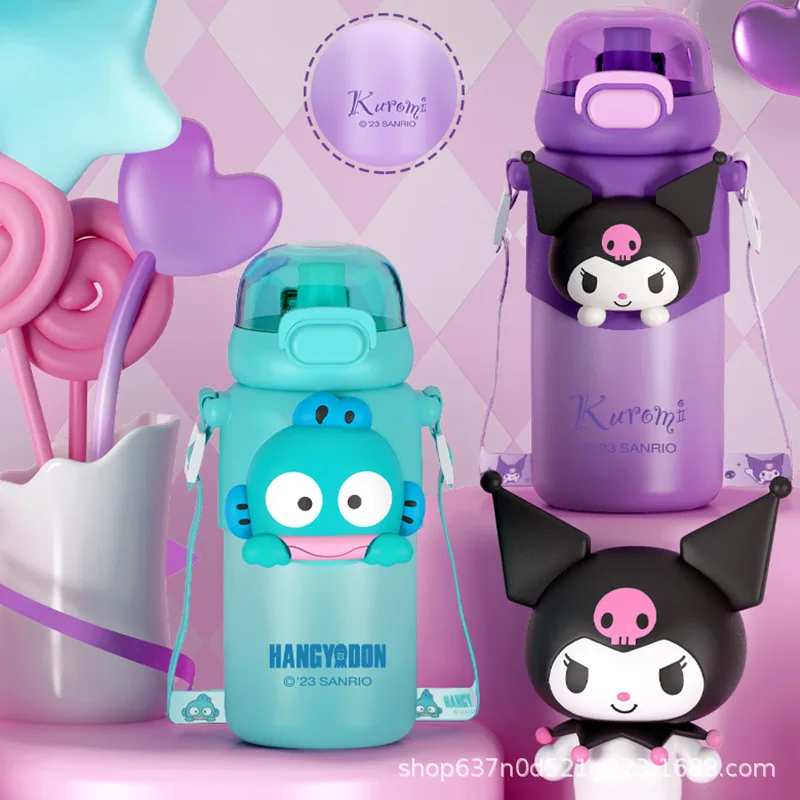 

Sanrio Children Cartoon Hot Water Cup Kuromi Kawaii Student Popular Anime Portable Cute with Straw Vacuum Cup Birthday Gift
