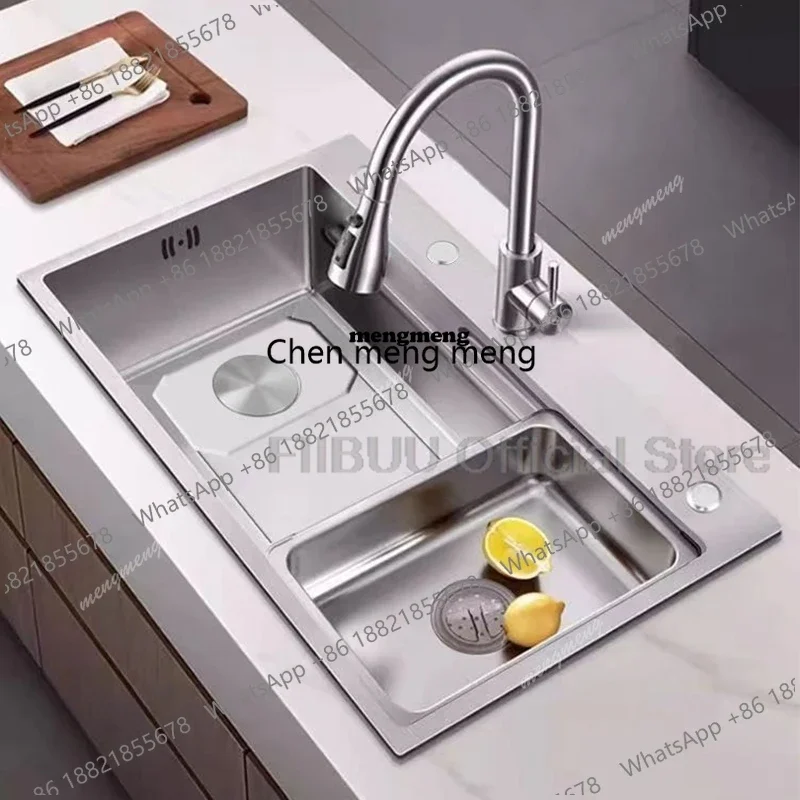 

304 Stainless Steel Kitchen Sink Large Capacity Single Bowl Multifunctional Vegetable Workstation Wash/Cut/Drain in One Full Set