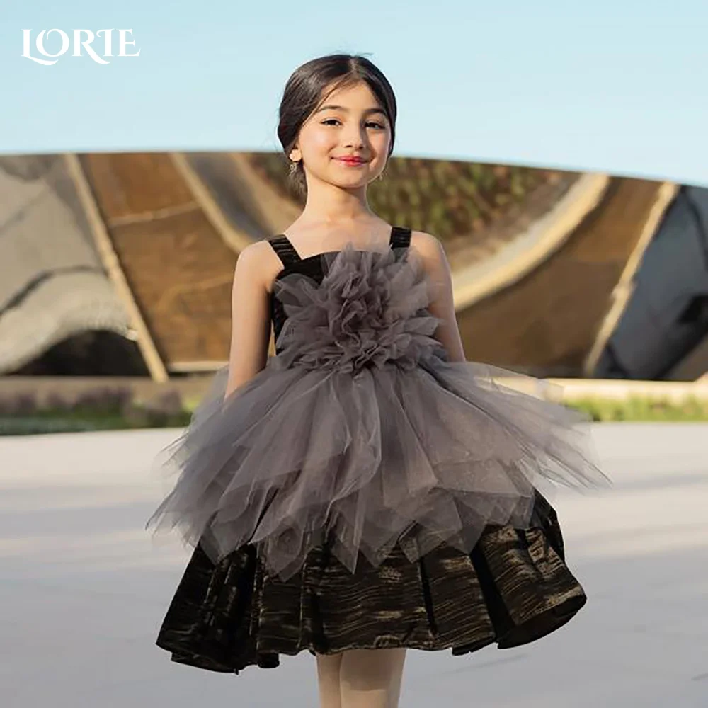 

LORIE Sweet Velvet Mini Flower Girl Dress for Wedding A-Line 3D Flower Ball with Flower Girl Dresses Customized Gril Party Gown