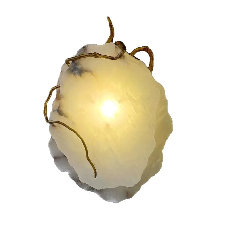 Light luxury all-copper marble bedside wall lamp, French high-end creative living room background wall bedroom corridor lamp