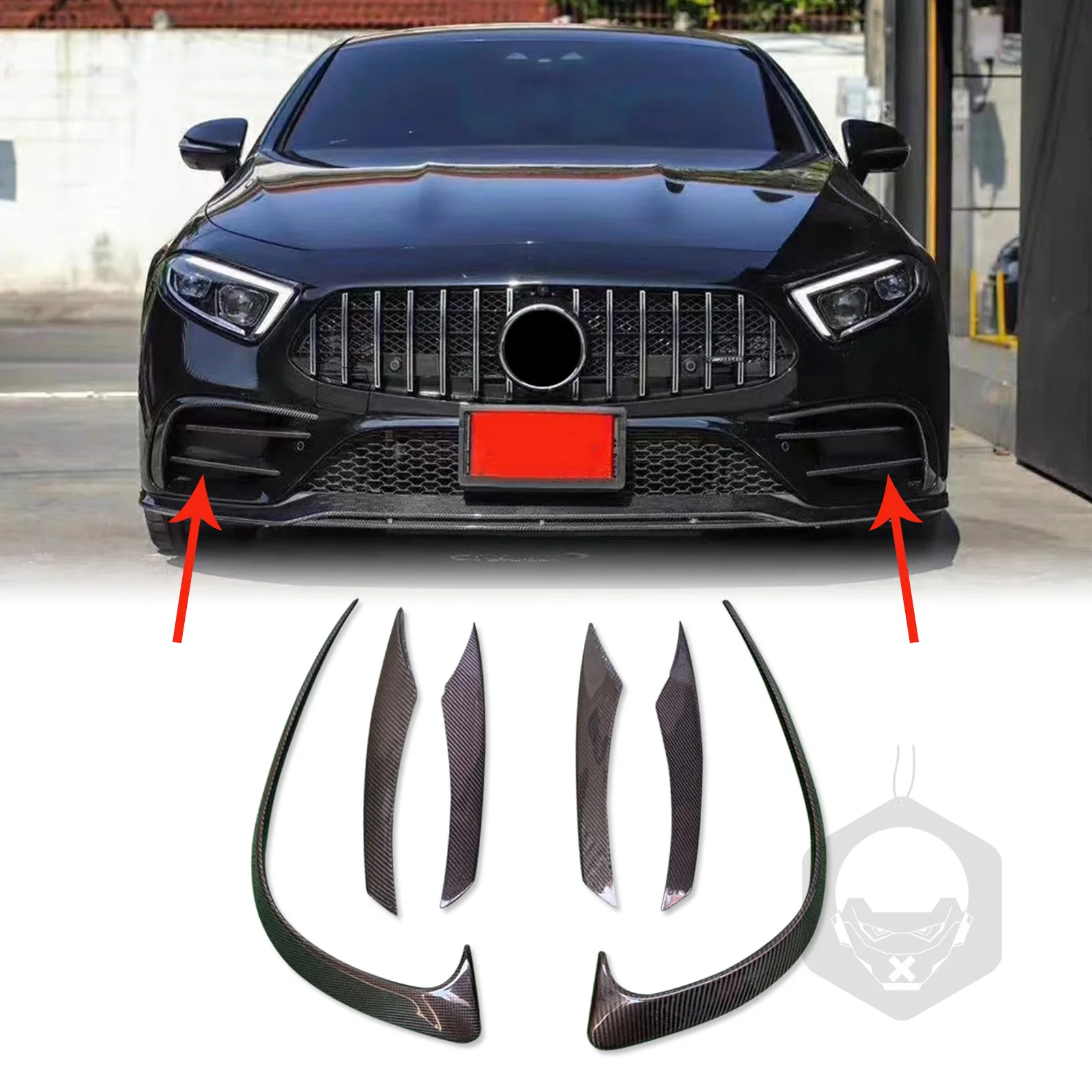 Real Carbon Fiber Front Fog Lamp Grille Air Intake Vent Fender Frame Trim Cover For Mercedes BENZ CLS C257 CLS260 300 450 CLS53