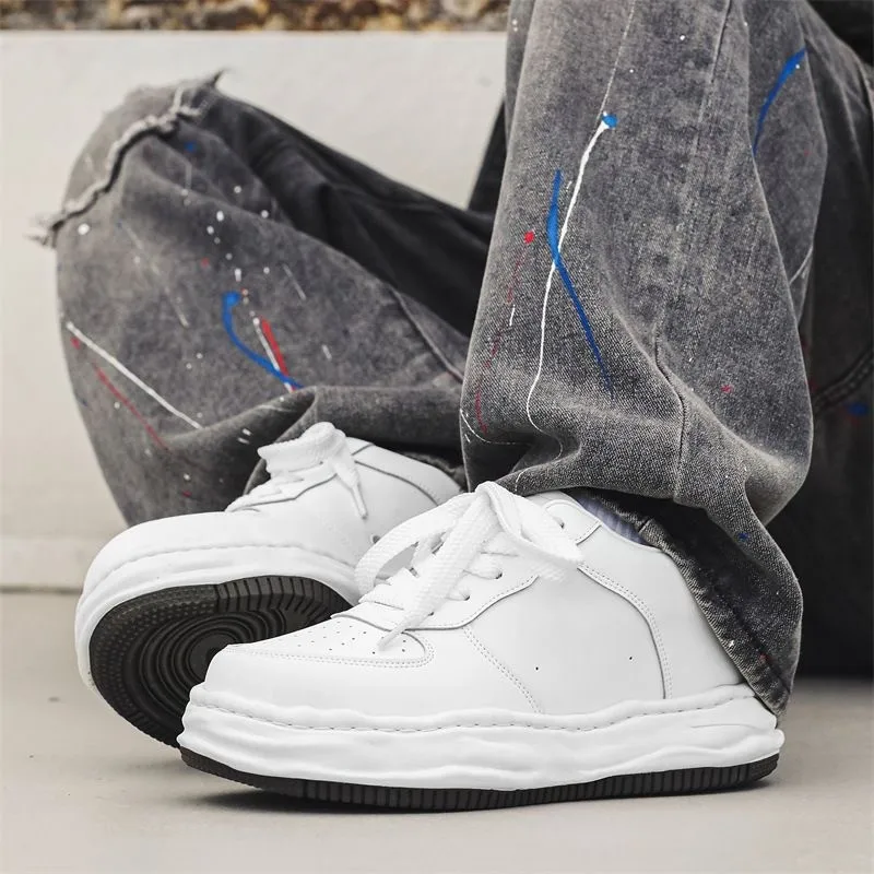 All Seasons Thick Sole Height Increasing Skate Shoes, Unisex Anti-slip Wear-resistant Sports Casual Sneakers for Men and Women