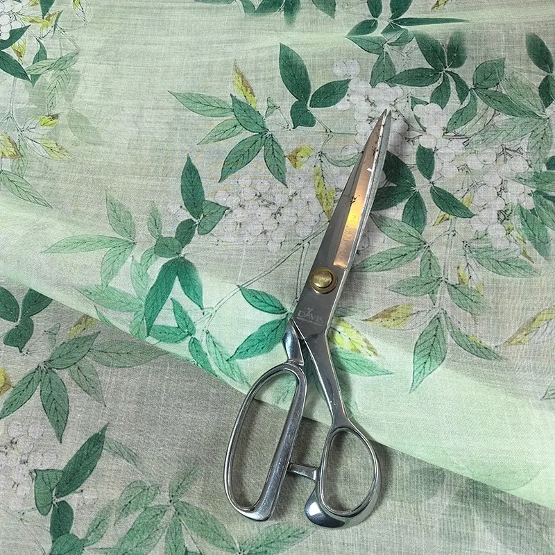 

1 ярд, ткань с белым фруктовым принтом, высококачественная ткань рами для шитья, индивидуальная ручная работа, сделай сам, для платьев, одежды, ткань