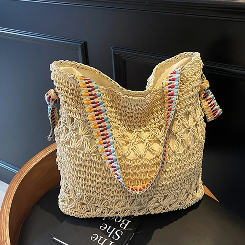 

Large Capacity Summer Beach Straw Bag Casual Tote Purses Fashion Straw Women Shoulder Bags Paper Woven Female Handbags 2025