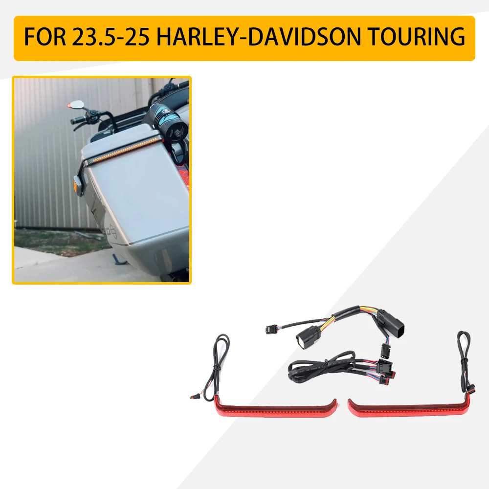 

Motorcycle Red Tracer Rear Saddlebag LED Indicator Run Turn Brake Lights For Harley CVO Street Glide Road Glide ST 2023 -2025