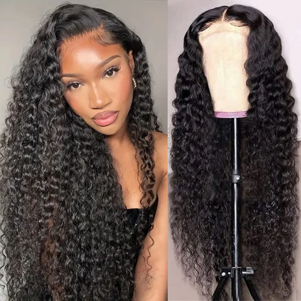 Deep Wave Frontal Wig 13x6 HD Lace Front Deep Curly Wigs Human Hair 220% 13x4 Pre Plucked Transparent Lace Wigs For Black Women