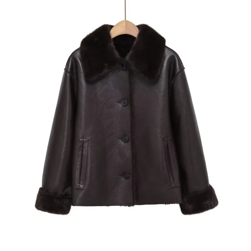 Women 2026 Winter New Hot Selling Fashion Lapel Collar Reversible Faux Fur Loose Coat Outerwear Daily Best Hit Warm Trendy Chic