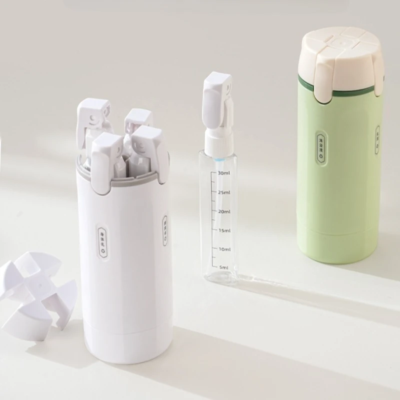 4-in-1 Shampoo Bottle Portable Cosmetics Lotion Bottle Storage Bottle Travel Separate Bottle Shampoo Bath Gel Separate Bottle