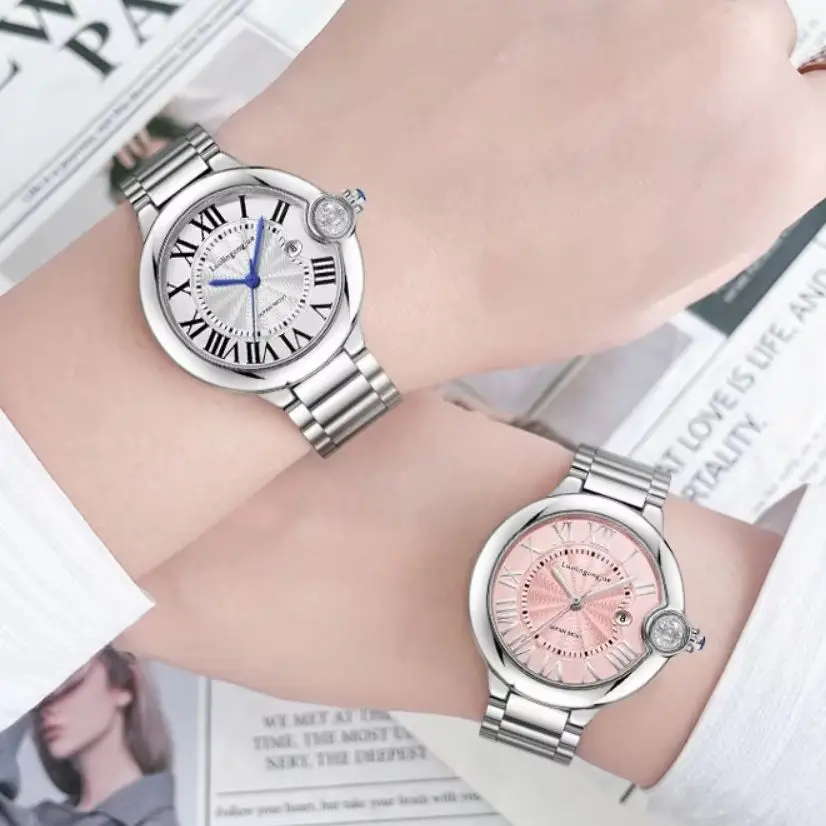 Foreign Trade Hot-Selling Light Luxury Minimalist Women's Quartz Watch, Elegant Roman Numerals with Classic Blue Hands, Life-Resistant to Water and Wear, Does Not Fade, Women's Watch, Fashionable and Versatile Niche Light Luxury Women's Watch, Suitable for Workplace, Casual Daily Wear, Popular Overseas Hot-Selling Item, Versatile Women's Decorative Watch