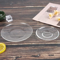 Round Glass Plates Clear Saucers Desktop Cup Mat Heat Resistant Tea Coasters Decor Small Kitchen Accessories