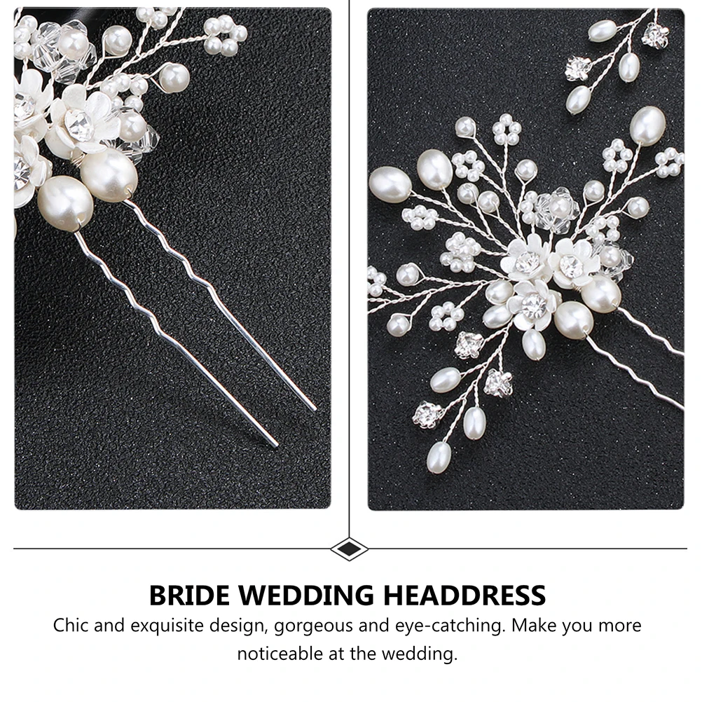 

Pearl Rhinestone Hairpin Bridal Accessories Wedding Alloy Clips Women Girl Bride Headdress Durable Lightweight Chic Design Eye
