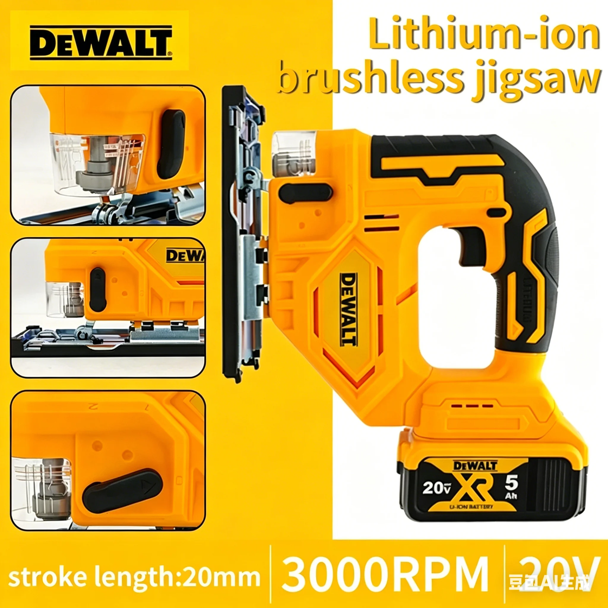 

Аккумуляторный бесщеточный лобзик DEWALT 20V, 3000 об/мин, с регулировкой скорости, многофункциональный электроинструмент для работы по дереву