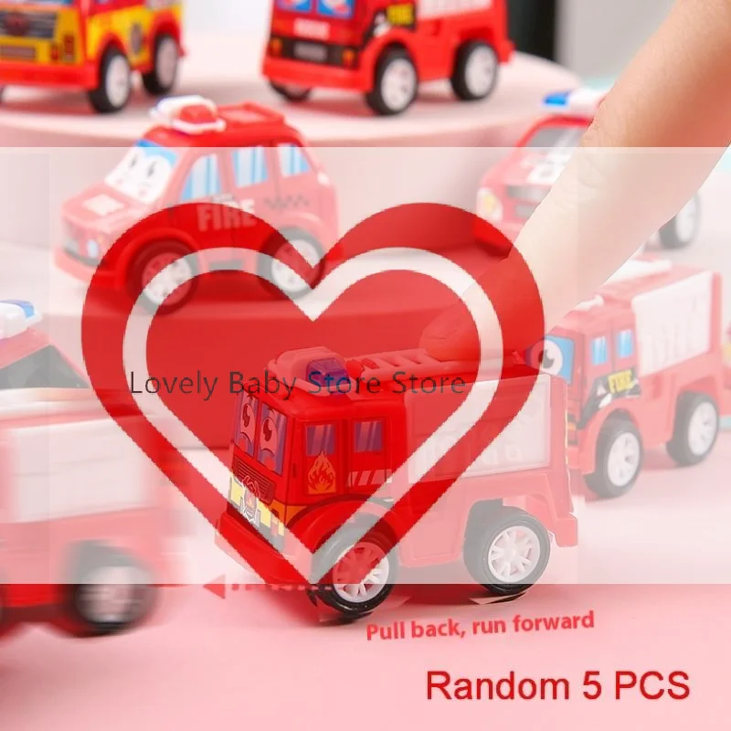 

【BS】Набор из 5 игрушек для детского дня рождения и подарков на выписку: миниатюрные мультяшные машинки (пожарная машина, полицейская машина) с функцией отката назад, для самостоятельного декорирования