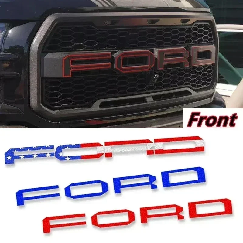 Ford F150 2017-2018 ABS Letter Stickers Front Grille Emblem Rear Trunk Tailgate Logo Decals Car Exterior Accessory Hub Caps