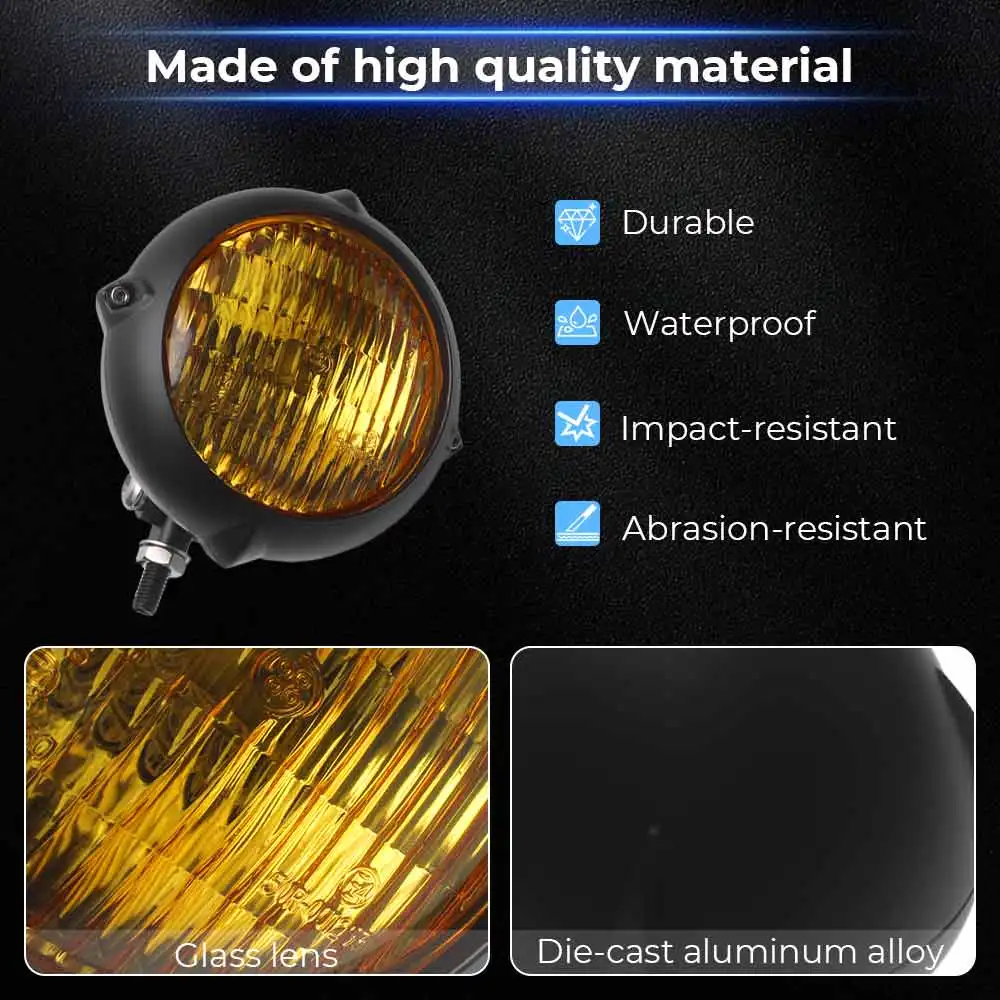 4.5" Motorcycle Accessories Retro Headlight For Harley Kawasaki Honda Yamaha Cafe Racer Bobber Cruiser Hi/Lo Beam Head Lamp 5