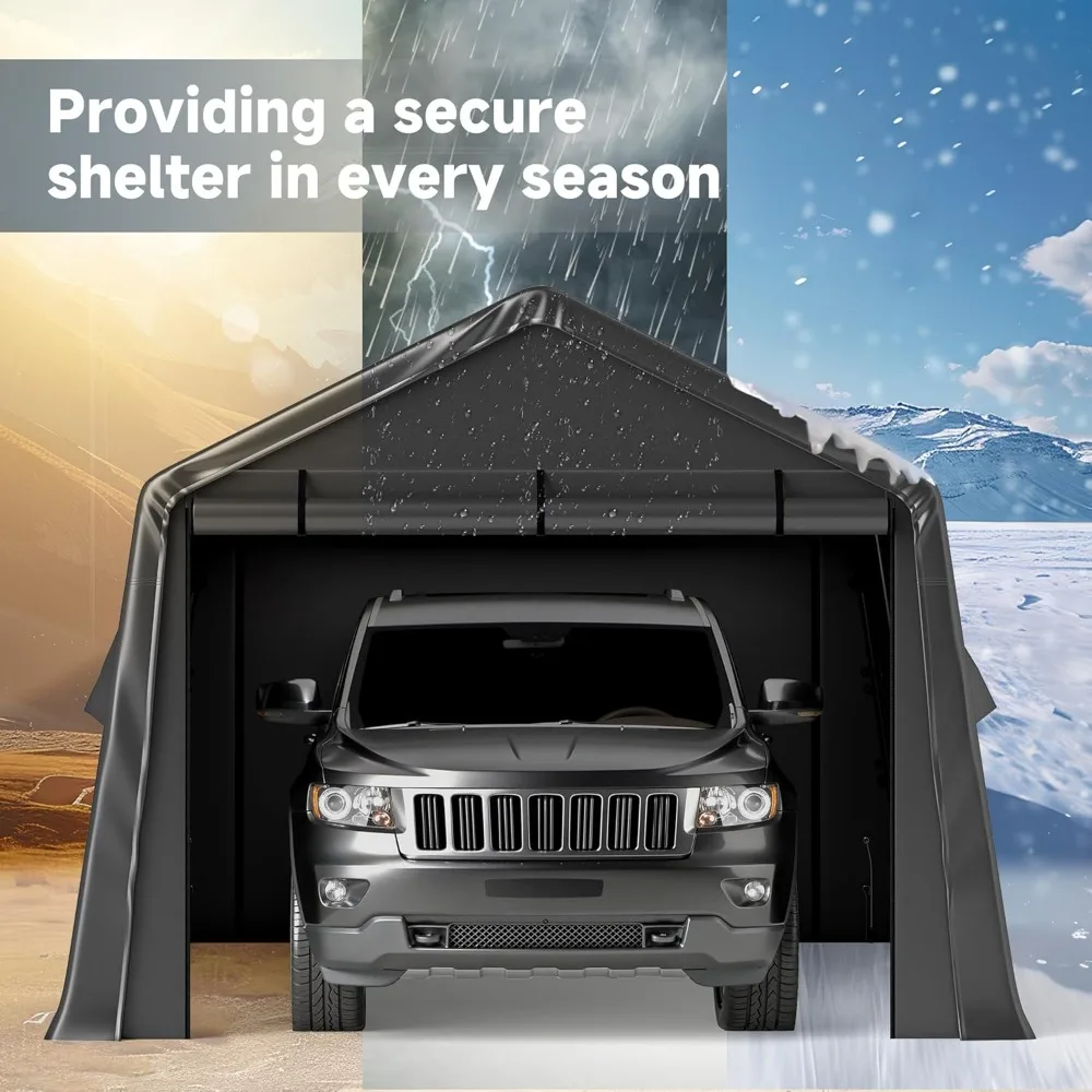 10 X 20 FT Heavy Duty Carport, Portable Outdoor Parking Shelter with 240 G PE Tarpaulin, Thickened Galvanized Steel Tubing Frame