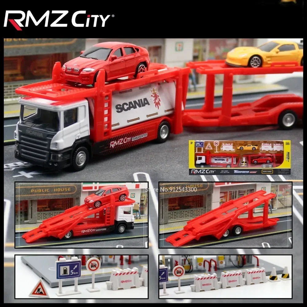 RMZ City 1/64 SCANIA BMW SCANIA Mini Scale Train Model Toy Alloy Diecast Simulation Transport Vehicle Series Toy CarSet Boy Gift