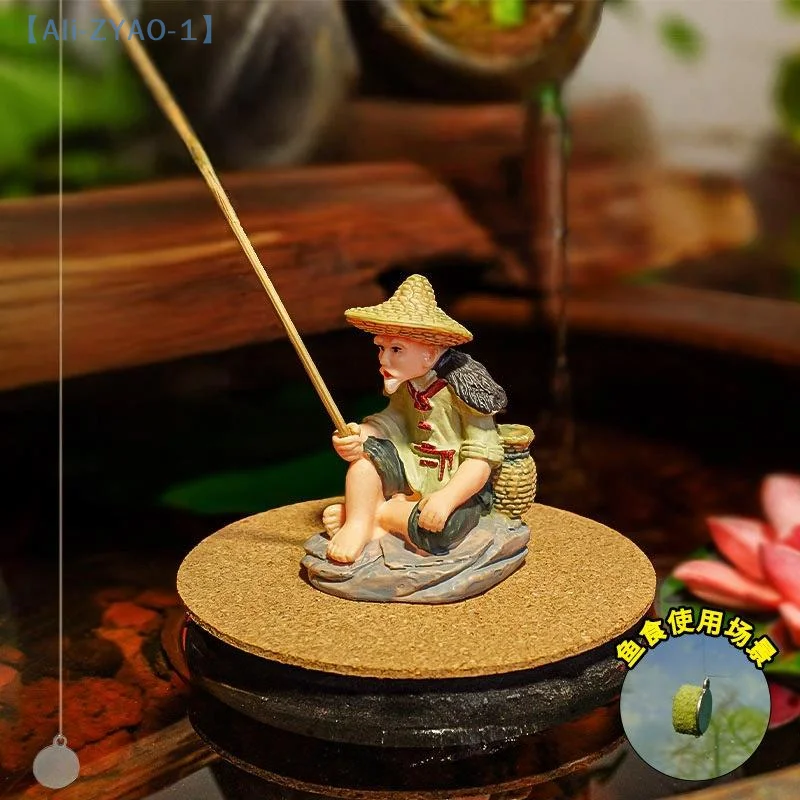 【ZYAO-1】1 Set Aquarium Handwerk Fischer PVC Figur Angeln Ornament Für Tisch Angeln Dekoration Puppenhaus Zubehör