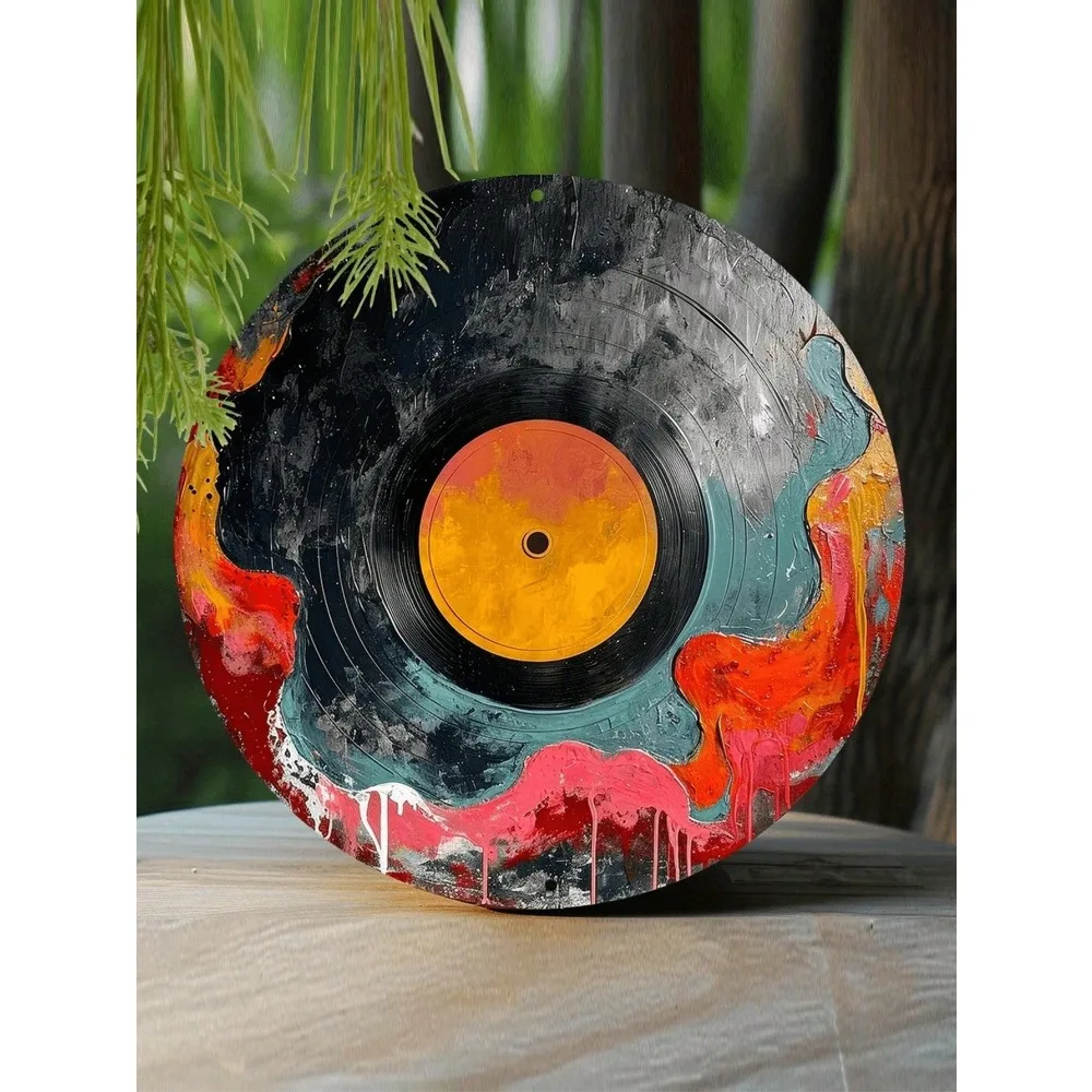 Vintage Schallplatten-Wandkunst |   20 cm Rundes Metallschild für Heimdekoration