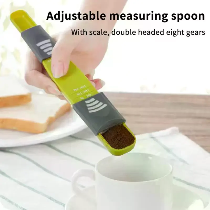 1/2Pcs Adjustable Double-ended Measuring Spoon with Clear Gram Scale for Outdoor Camping Picnic Baking Seasoning Measure