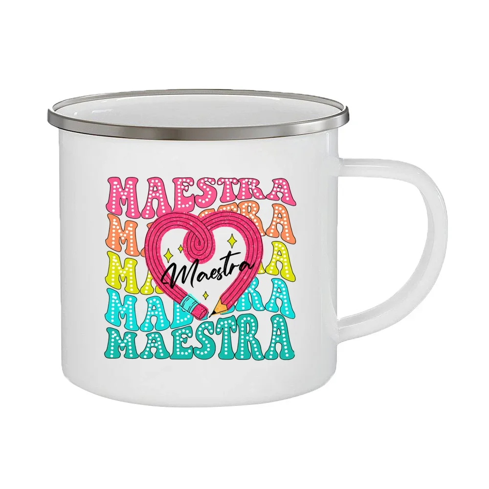 Tazze da caffè con stampa Maesttra spagnola tazze smaltate regalo per insegnanti succo di tè tazza d\'acqua grazie tazza smaltata regalo Maesttra