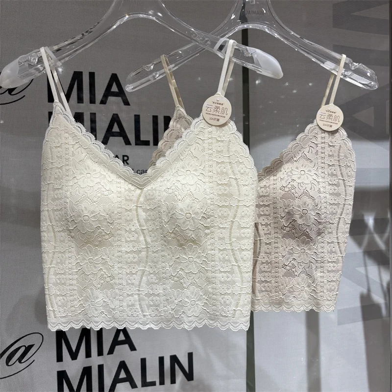 Tagkita Sexy Lace Fixed Inteated Sl Brtte Gathered Breathable Underwear Strap Daily Wear ort Length Thin Model