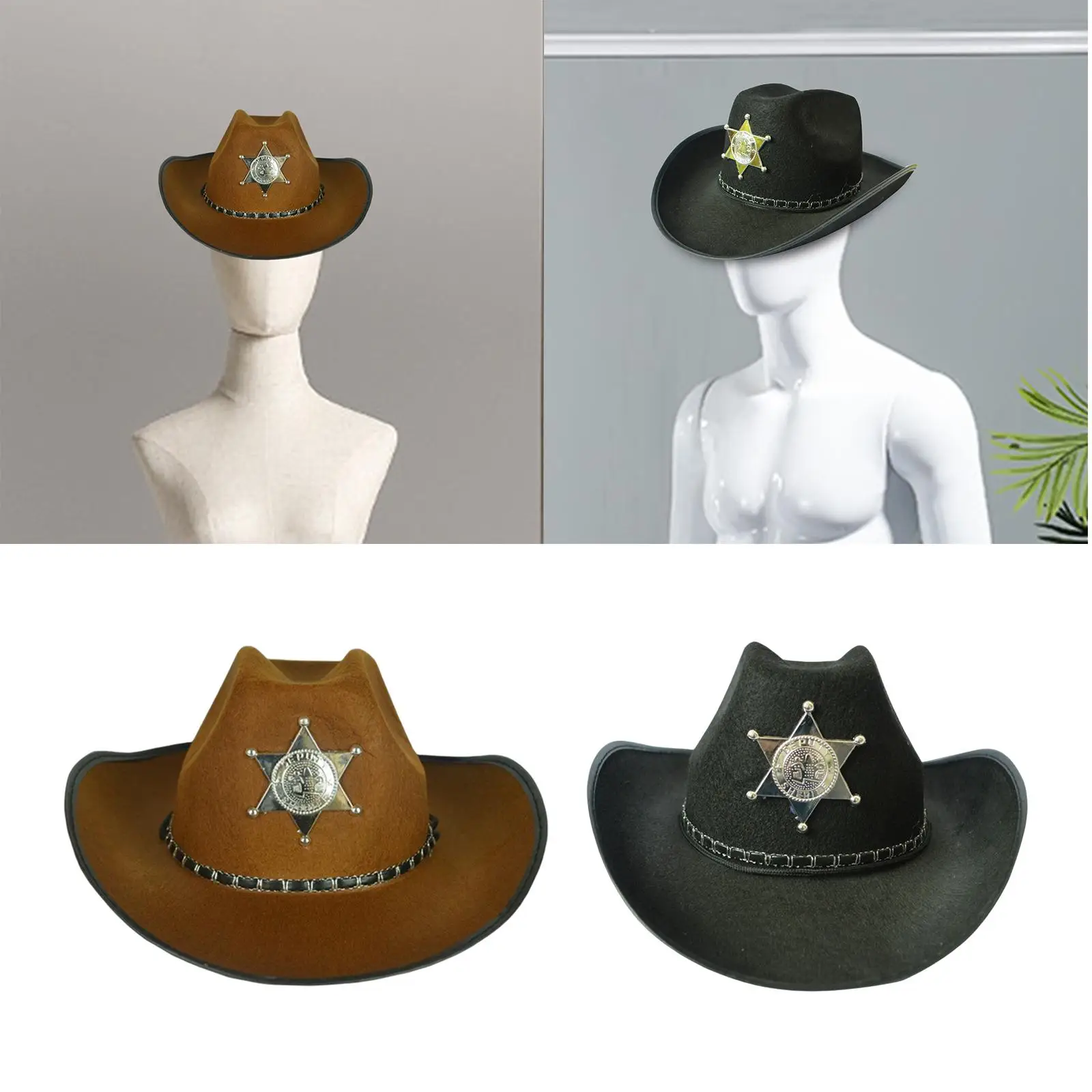 

Western Style Cowboy Hat Sombrero Sun Hat Wide Brim for Holiday Music Festival Concerts