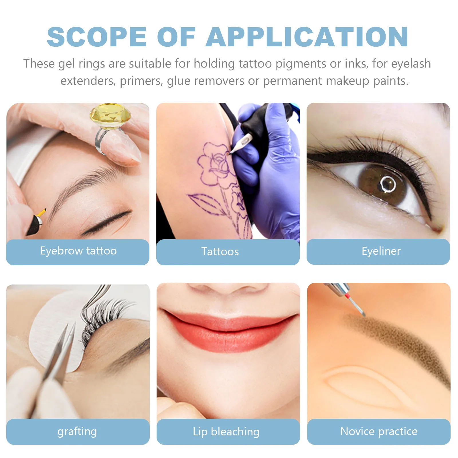 200Pcs Pigment Rings Microblading extension Glue Cup Holder Professional Volume Lash Semi