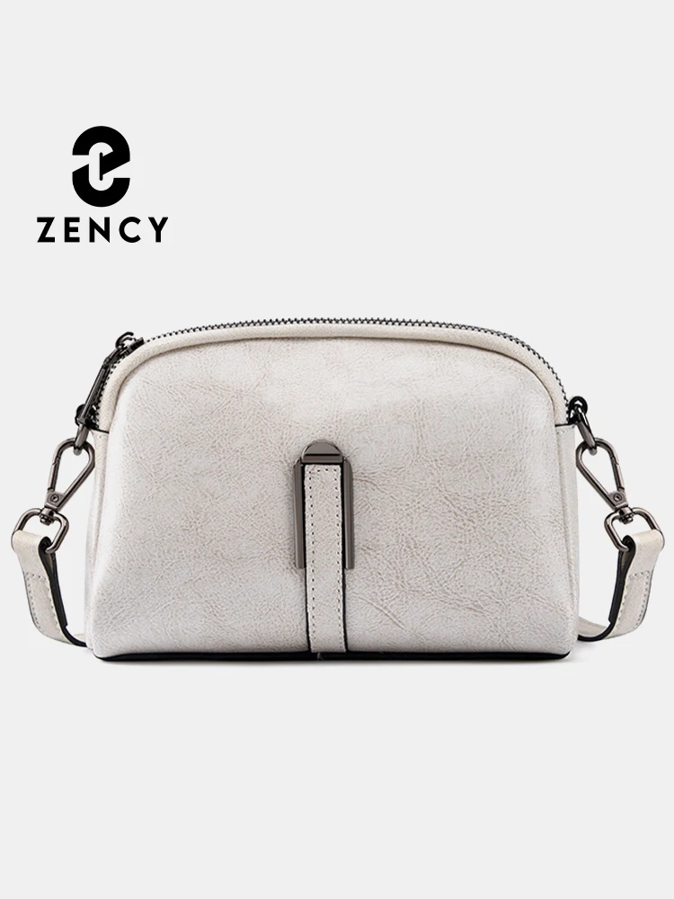 Zency 100% Genuine Leather Small Crossbody Bag For Women Fashion Luxury Designer Shoulder Bag For Cell Phone Compartments