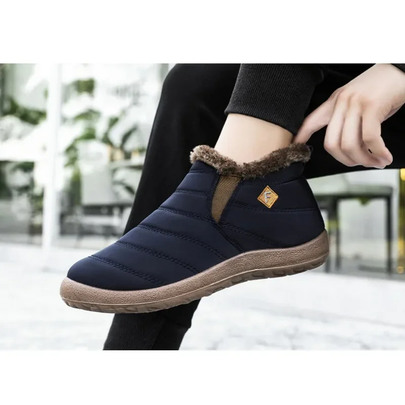 Winter New Cotton Shoes Men's One Step Cotton Boots Men's High Top Snow Boots with Thick Velvet, Windproof and Warm Shoes