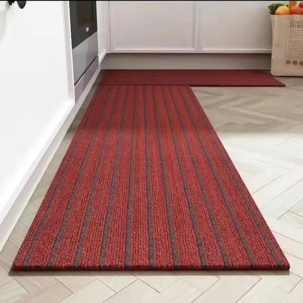 Full Coverage Striped Door Mat DIY Cuttable Stain/Fade Resistant Striped Entryway Rug Absorb Oil Floor Carpet Bedroom