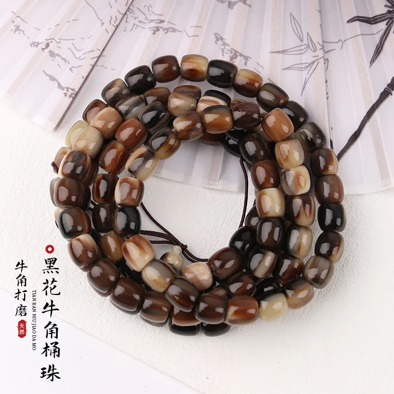

Black Flower Ox Horn Round 108 Buddhist Beads Unisex Jewelry Multi-Circle Bracelet