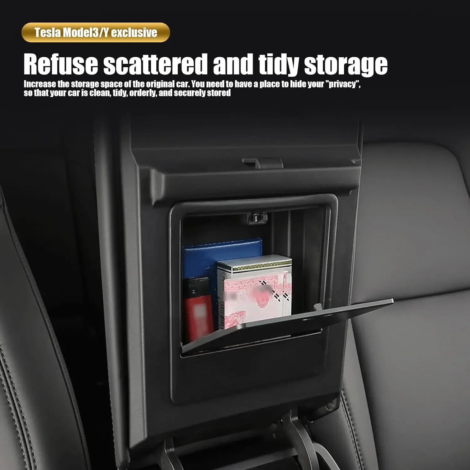 Per Tesla Model 3 Model Y Car Center Console Organizer bracciolo scatola portaoggetti nascosta 2021 2022 2023 accessori per la conservazione