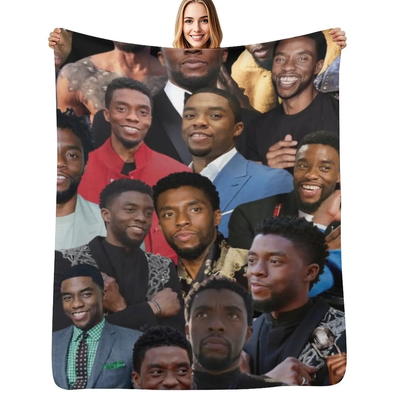 

chadwick boseman photo collage Throw Blanket Sofa For Sofa Thin Camping Decorative Sofas Blanket