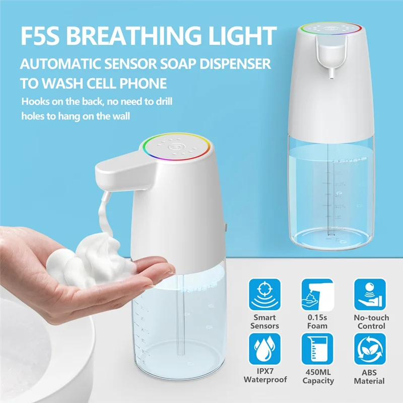 A84G-450Ml Automatic Soap Dispenser Infrared Sensor Type-C Charging Touchless Smart Liquid Soap Dispenser