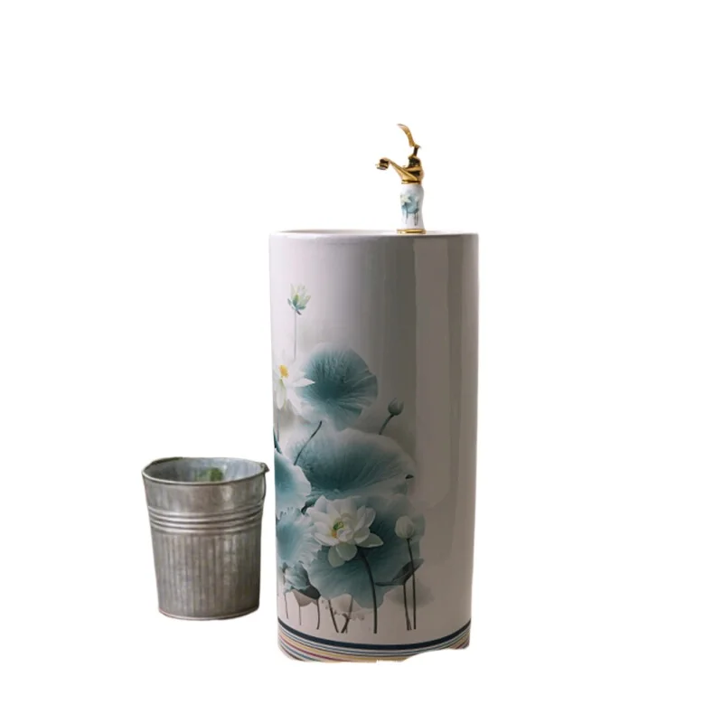 

Outdoor Garden Sink Balcony Vertical Washbasin Toilet Pillar Washbasin Courtyard Pillar Basin