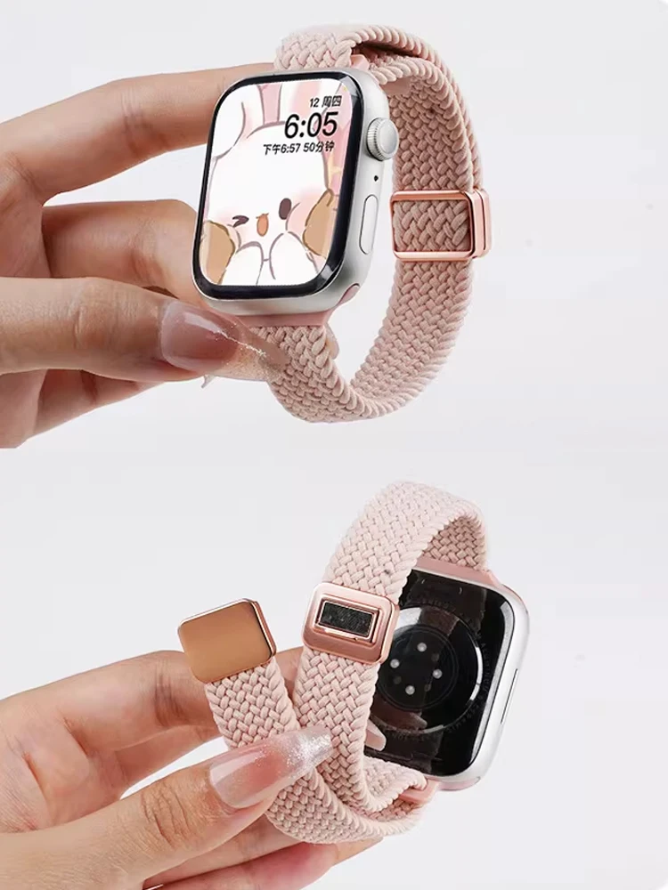 Armbänder für Apple Watch Band 38/40/41/42/44/45/46mm, magnetisch geflochtenes, schlankes Armband für Damen, Correa Serie SE 5 6 7 8 9 10 11