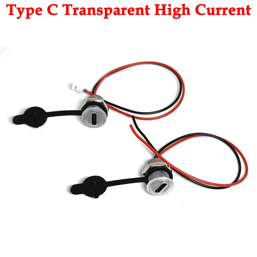 

USB Type C Connector Jack Female With ph 2.0 card buckle 3A High Current Fast Charging Jack Port transparent Charger Plug Socket