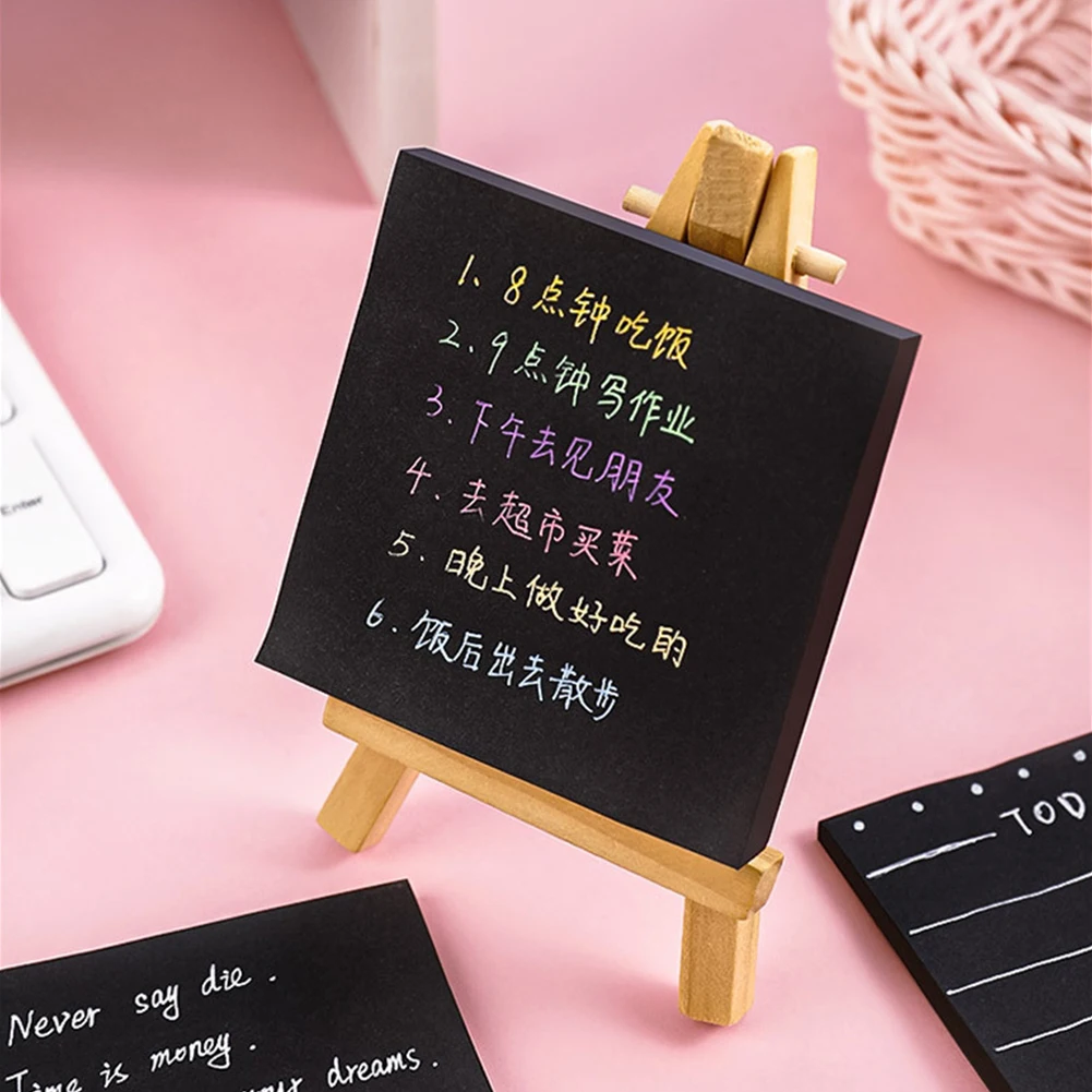 50 Sheets Black Super Sticky Notes Self-Adhesive Sticky Note Pads For Office School Office Supplies Creative Memo Notes Reminder