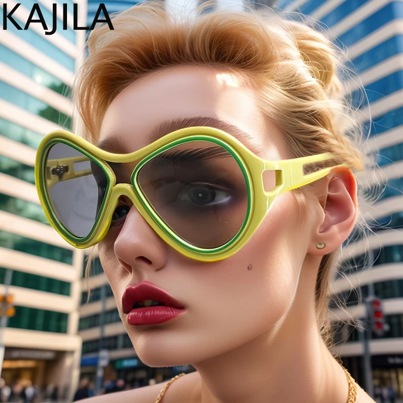 Oversized Round Punk Sunglasses Women 2025 New Trendy Hollow Butterfly Frame Sun Glasses For Ladies Shades Eyewear UV Protection