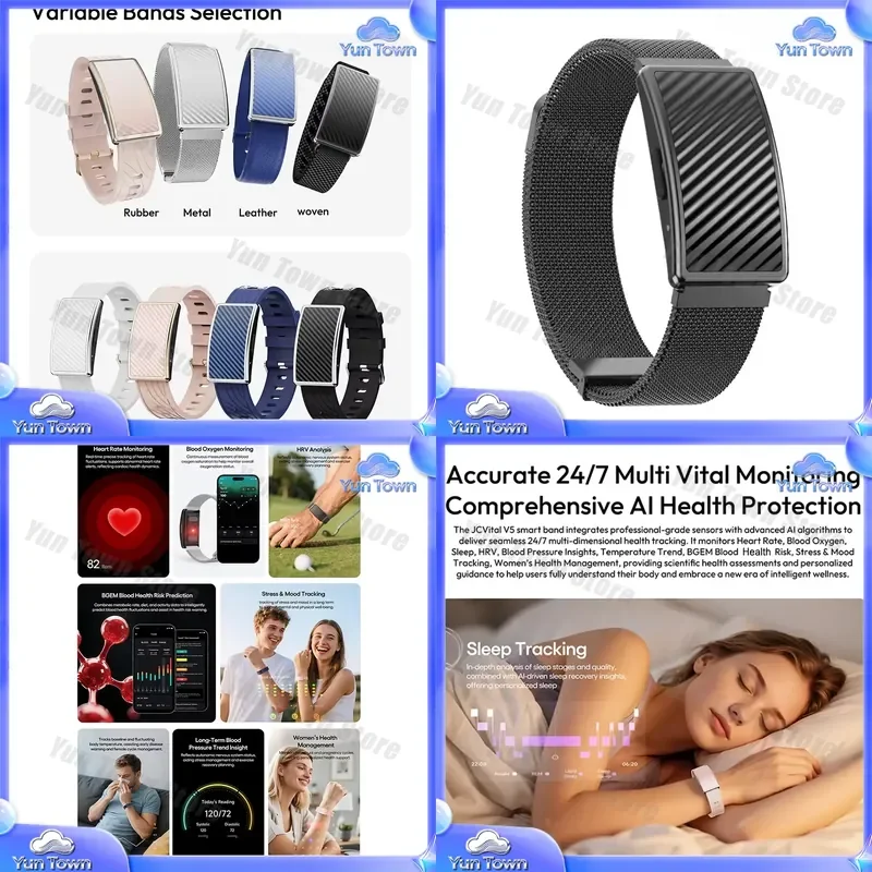 JCVital V5 Black Smart Band for Fitness Recovery Bracelet for Health Trend Monitor for Wearable Device for Rehabilitation for