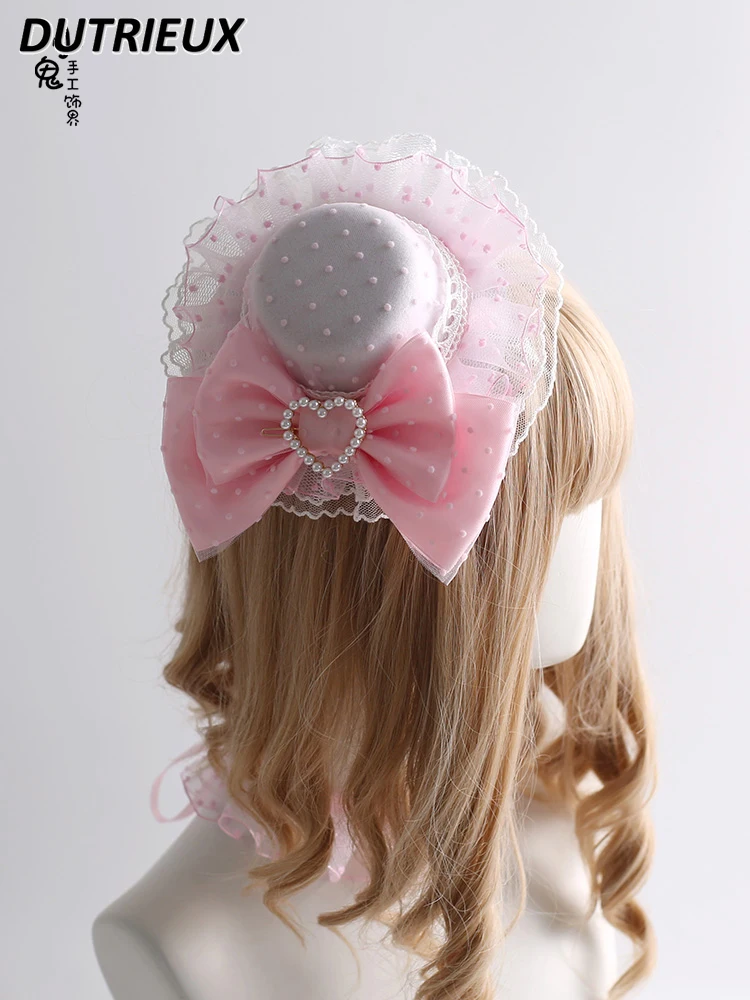 Accesorios para el cabello de estilo Lolita para mujer, sombreros de Cruz Showa rosa, diadema, manga de mano, dulce, lindo, Original, nuevo