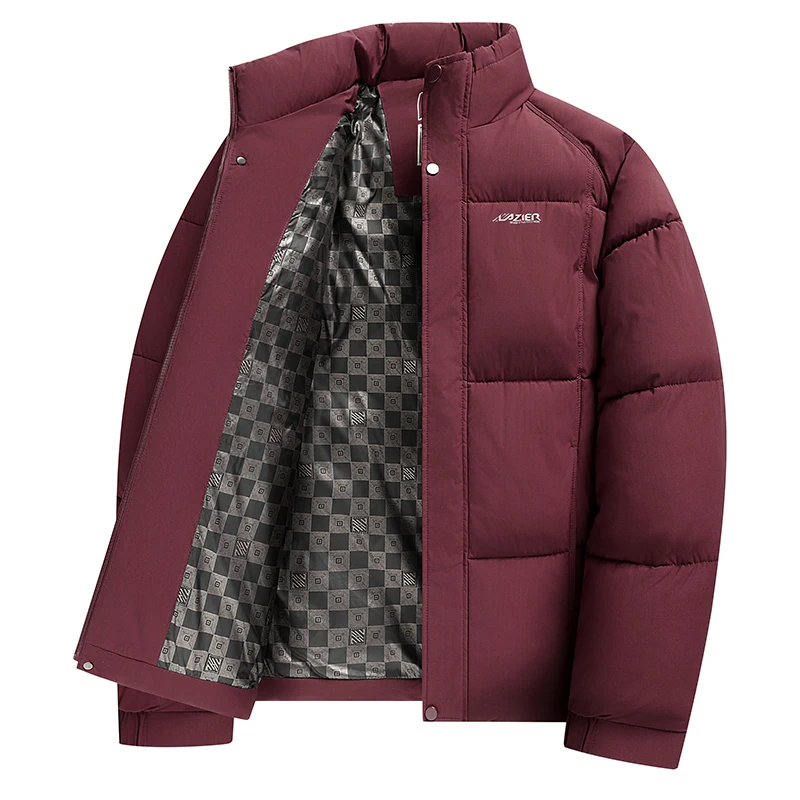 

Red Winter Coat for Men Thick Warm Stand Collar Parka Winter Jacket for Middle Aged Elderly Men Fashion Casual Windproof Outfit