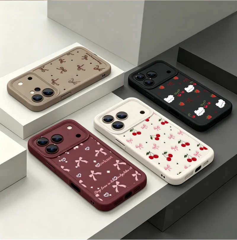 Sweet Cherry Cute Bow Pattern Case For Samsung Galaxy A17 A07 A57 A27 A37 A06 A16 A15 A14 A56 A55 A54 A36 A35 A34 A26 A25 A05S