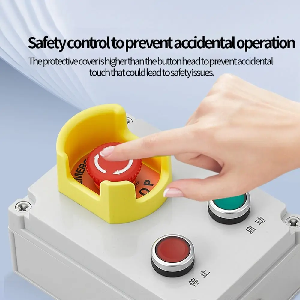 1Pcs 16/22/25/30/42mm Emergency Stop Button Cover Dustproof Waterproof Elevator Emergency Stop Cover Yellow Round Warning Ring
