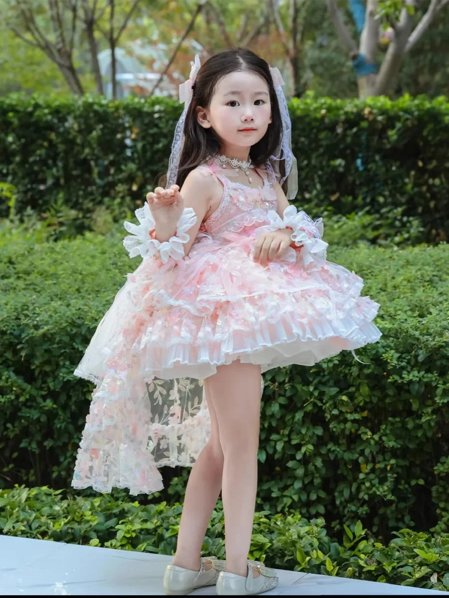 Girl's Pengpeng Princess Dress Birthday Girl's Treasure Summer Tail Dress Dress