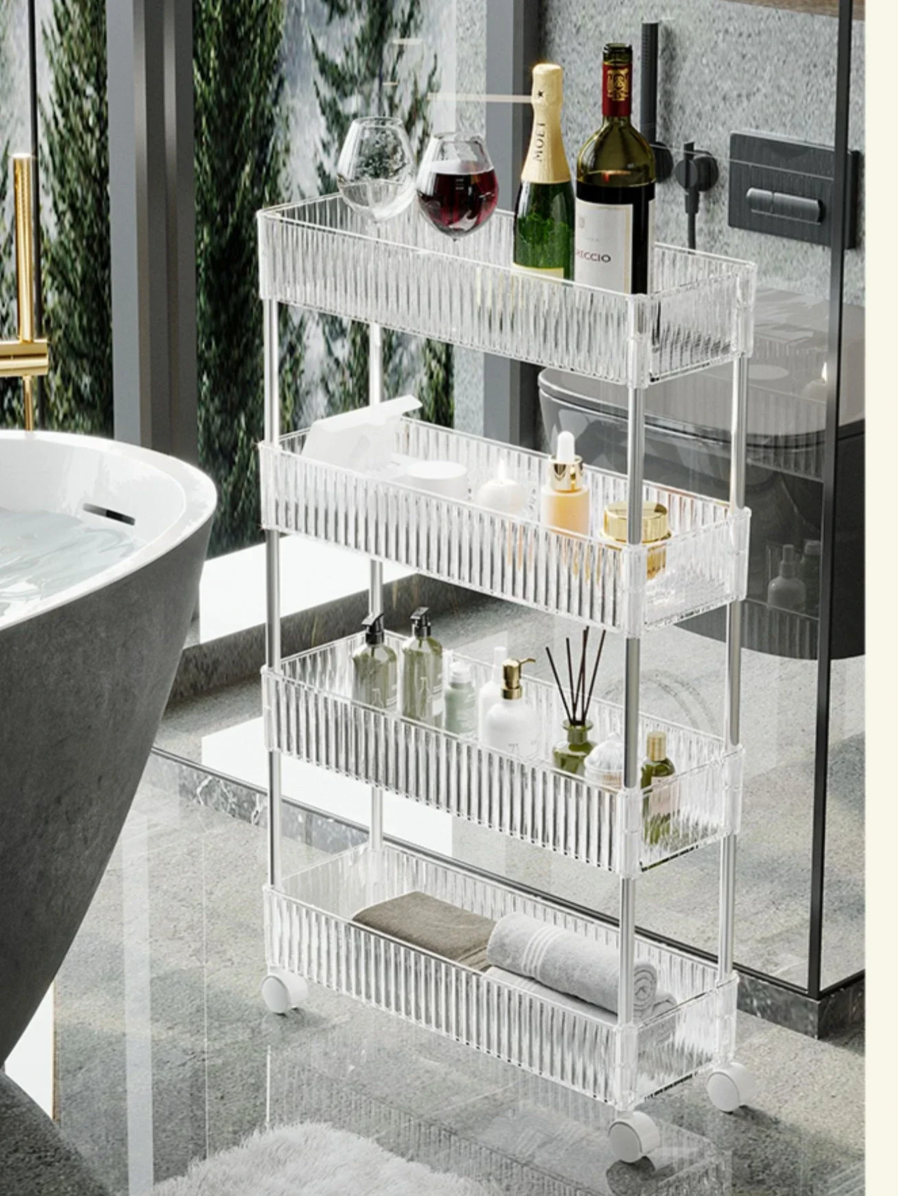 German bathroom shelf, toilet floor-to-ceiling, movable toilet, washstand, trolley, gap storage shelf