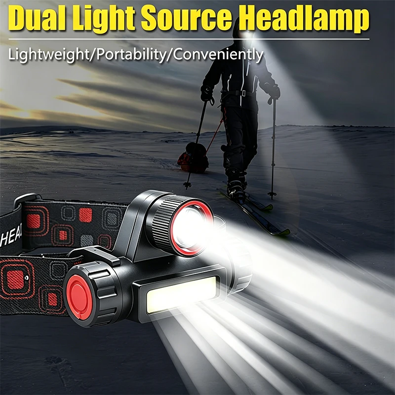LED headlights, outdoor cob charging head mounted lights, night fishing headlights, magnet work lights, camping head mounted lig
